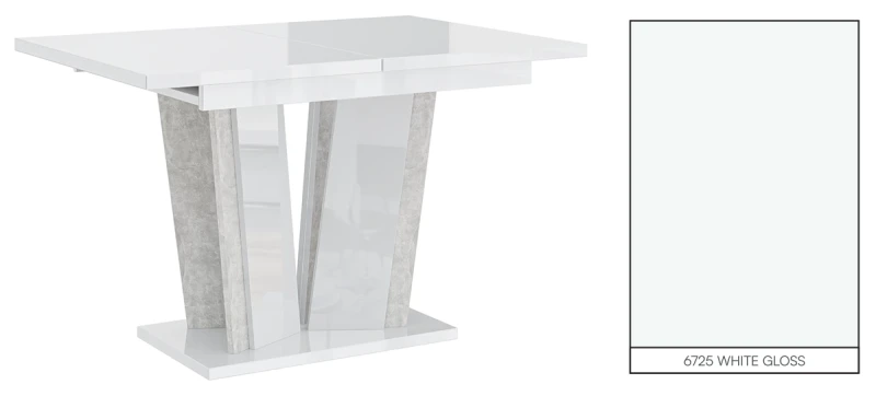 Stół rozkładany Naturio 120-160 cm prostokątny nowoczesny do jadalni salonu white gloss stone