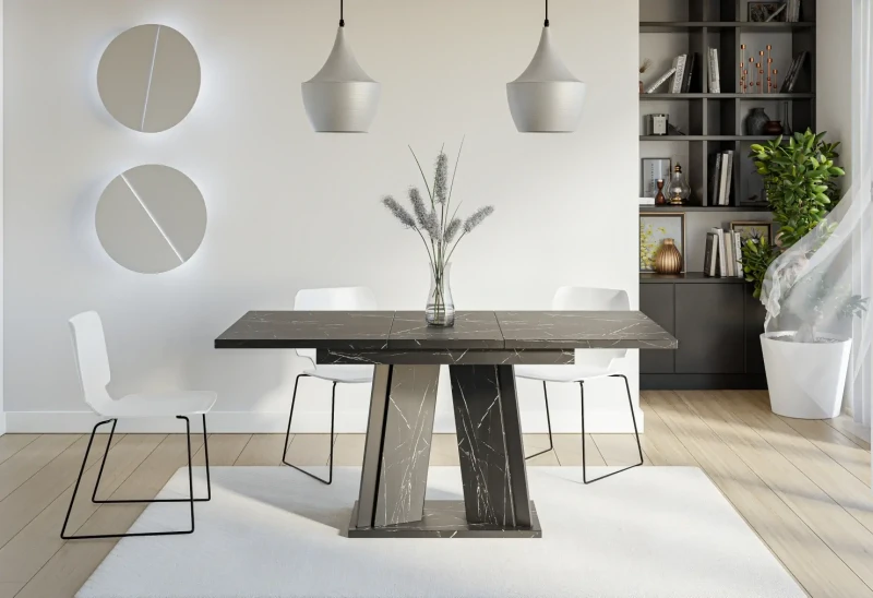 Stół rozkładany Prestiż 120-160 cm prostokątny nowoczesny do jadalni salonu black royal black