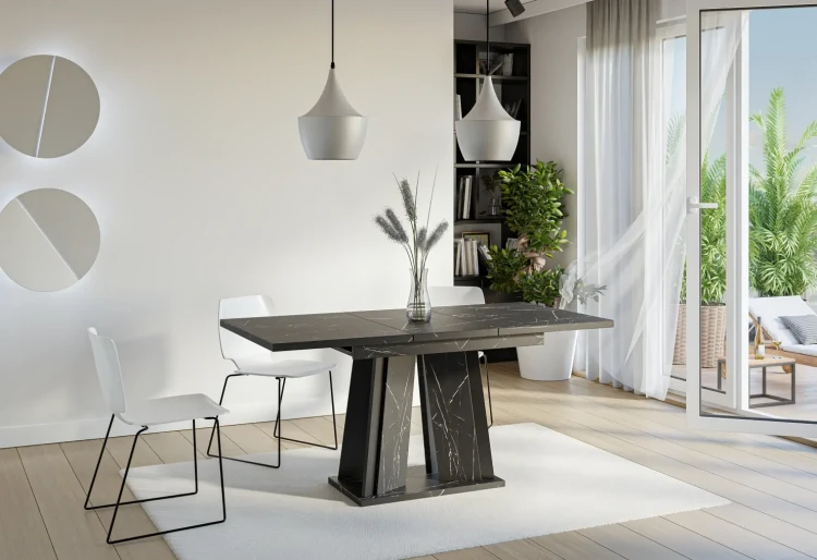 Stół rozkładany Prestiż 120-160 cm prostokątny nowoczesny do jadalni salonu black royal black