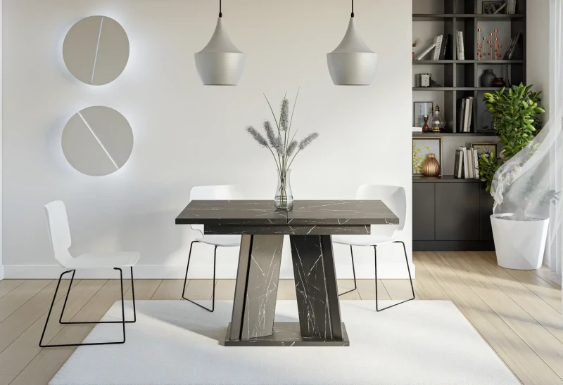 Stół rozkładany Prestiż 120-160 cm prostokątny nowoczesny do jadalni salonu black royal black