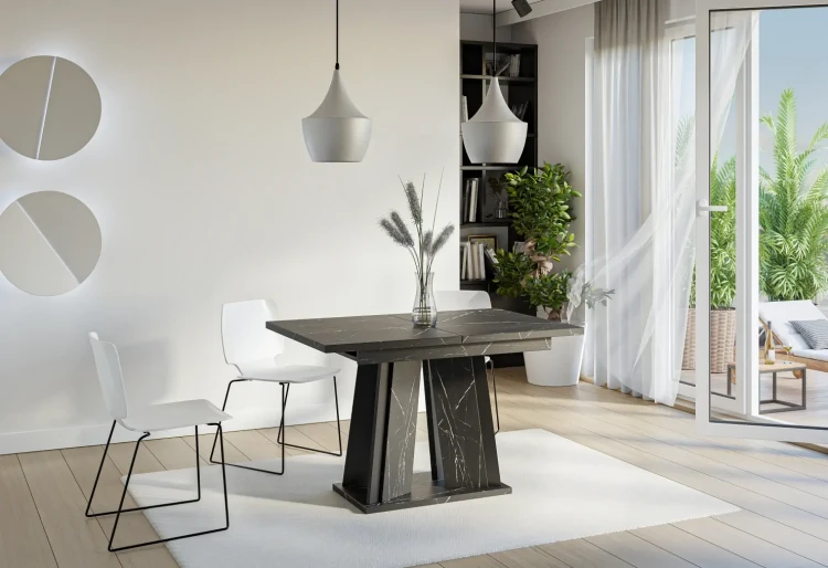 Stół rozkładany Prestiż 120-160 cm prostokątny nowoczesny do jadalni salonu black royal black