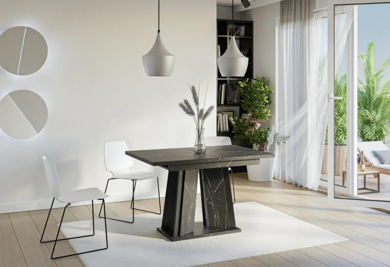 Stół rozkładany Prestiż 120-160 cm prostokątny nowoczesny do jadalni salonu black royal black