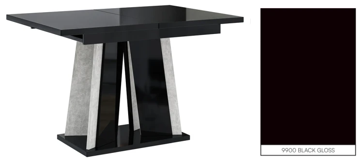 Stół rozkładany Prestiż 120-160 cm prostokątny nowoczesny do jadalni salonu black gloss stone