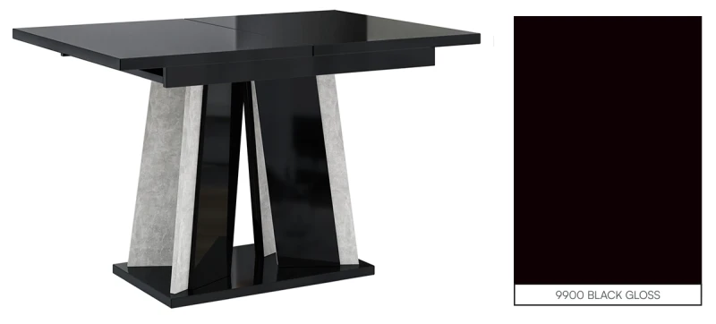 Stół rozkładany Prestiż 120-160 cm prostokątny nowoczesny do jadalni salonu black gloss stone
