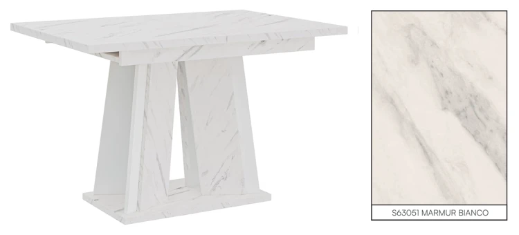 Stół rozkładany Prestiż 120-160 cm prostokątny nowoczesny do jadalni salonu bianco marble white