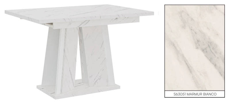 Stół rozkładany Prestiż 120-160 cm prostokątny nowoczesny do jadalni salonu bianco marble white