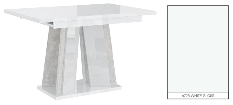 Stół rozkładany Prestiż 120-160 cm prostokątny nowoczesny do jadalni salonu white gloss stone