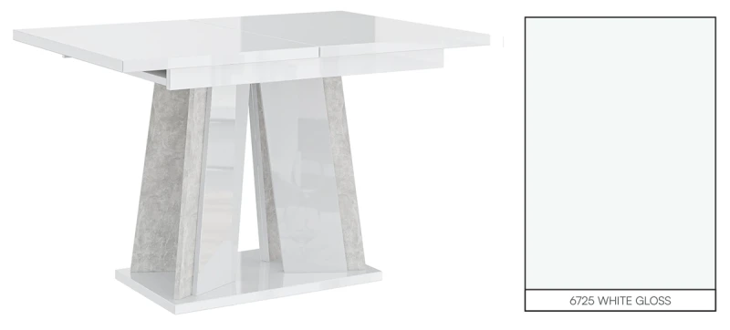 Stół rozkładany Prestiż 120-160 cm prostokątny nowoczesny do jadalni salonu white gloss stone