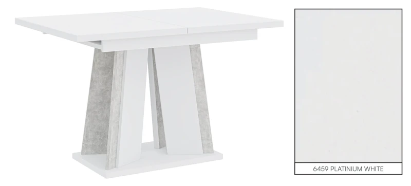 Stół rozkładany Prestiż 120-160 cm prostokątny nowoczesny do jadalni salonu white stone