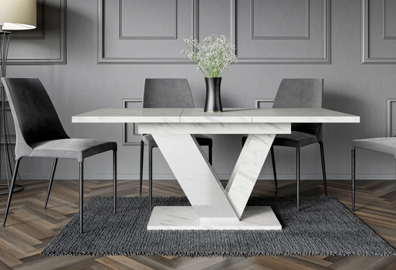 Stół rozkładany Eterna 120-160 cm prostokątny nowoczesny do jadalni salonu bianco marble white