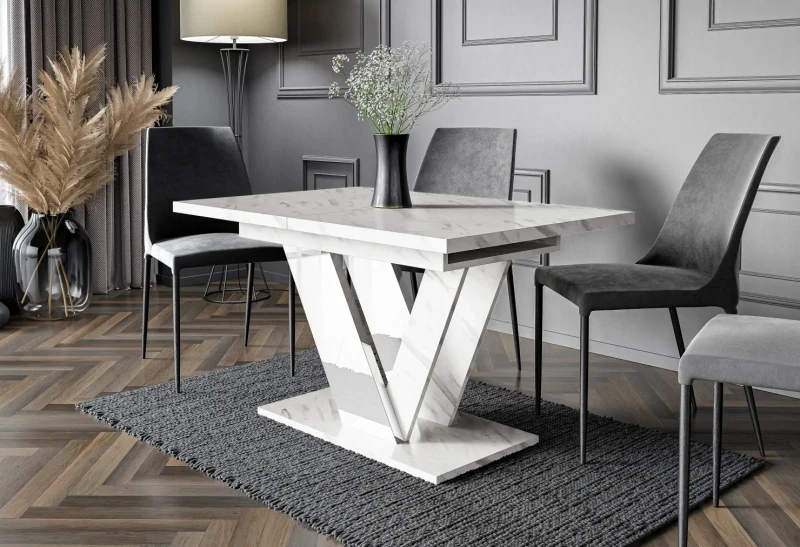 Stół rozkładany Eterna 120-160 cm prostokątny nowoczesny do jadalni salonu bianco marble white