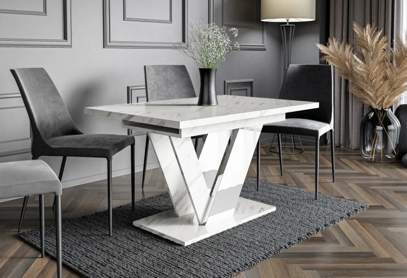 Stół rozkładany Eterna 120-160 cm prostokątny nowoczesny do jadalni salonu bianco marble white