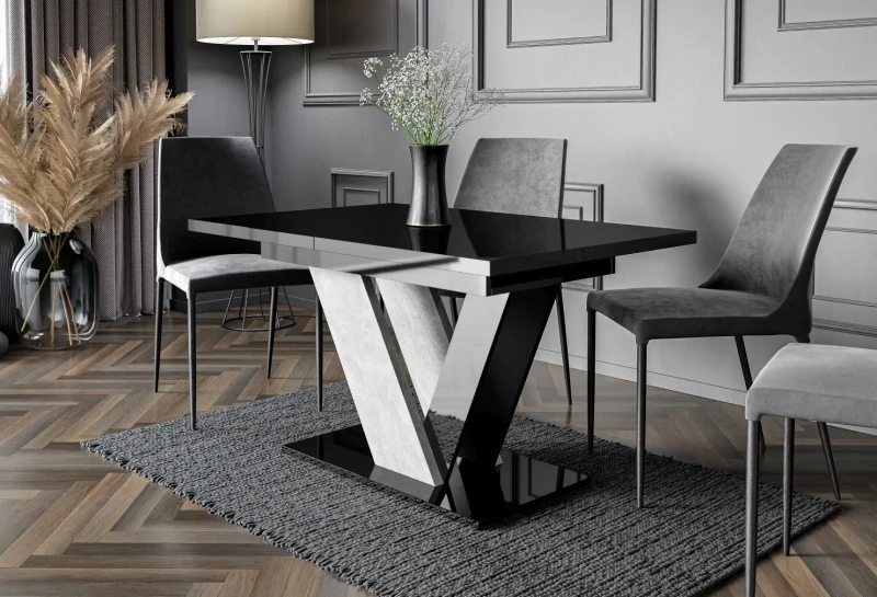 Stół rozkładany Eterna 120-160 cm prostokątny nowoczesny do jadalni salonu black gloss stone