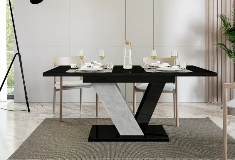 Stół rozkładany Eterna 120-160 cm prostokątny nowoczesny do jadalni salonu black gloss stone