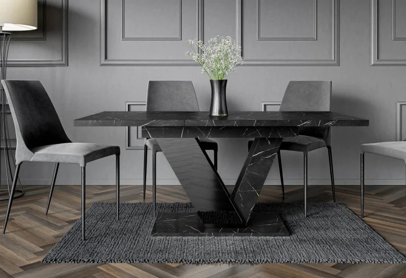 Stół rozkładany Eterna 120-160 cm prostokątny nowoczesny do jadalni salonu black royal black