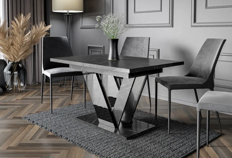Stół rozkładany Eterna 120-160 cm prostokątny nowoczesny do jadalni salonu black royal black