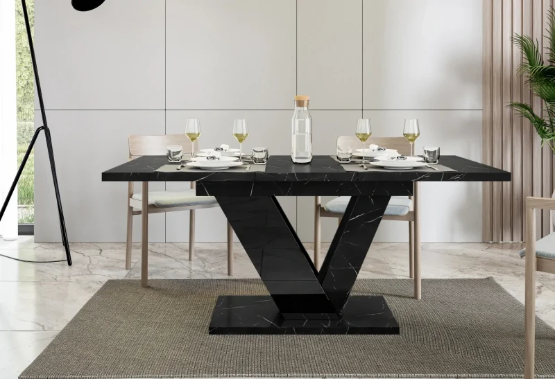 Stół rozkładany Eterna 120-160 cm prostokątny nowoczesny do jadalni salonu black royal black