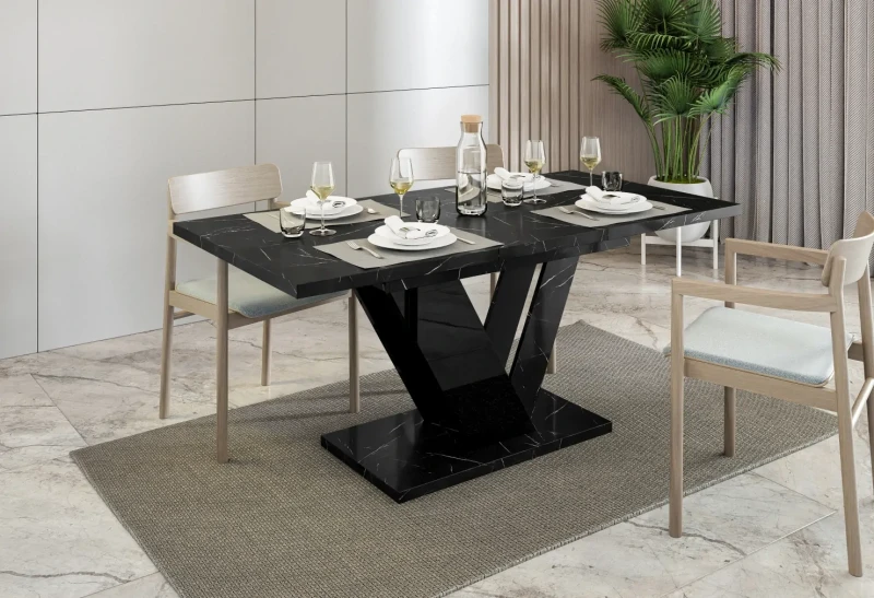 Stół rozkładany Eterna 120-160 cm prostokątny nowoczesny do jadalni salonu black royal black
