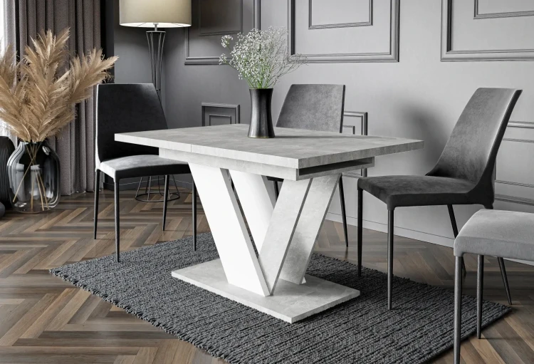 Stół rozkładany Eterna 120-160 cm prostokątny nowoczesny do jadalni salonu stone white