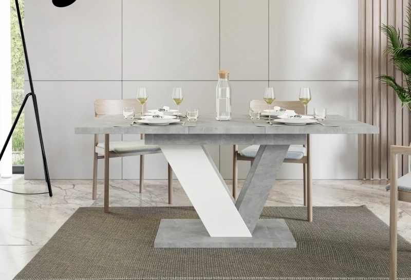 Stół rozkładany Eterna 120-160 cm prostokątny nowoczesny do jadalni salonu stone white