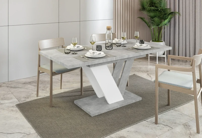 Stół rozkładany Eterna 120-160 cm prostokątny nowoczesny do jadalni salonu stone white