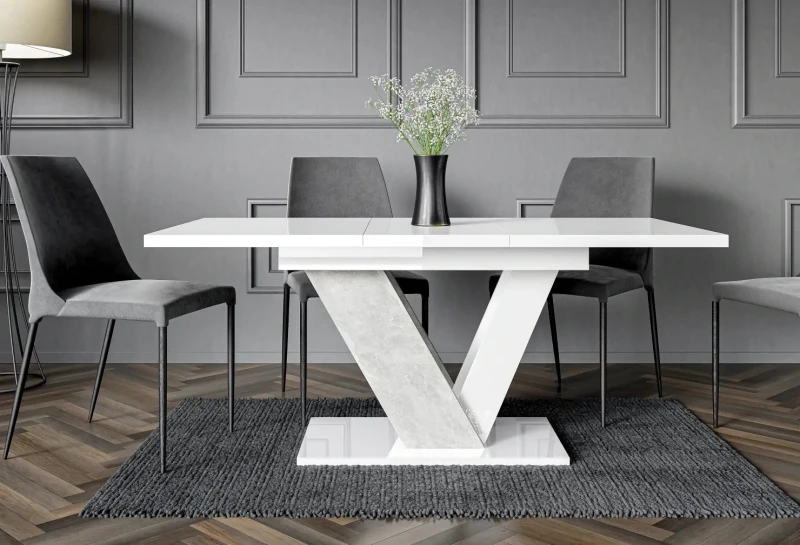 Stół rozkładany Eterna 120-160 cm prostokątny nowoczesny do jadalni salonu white gloss stone