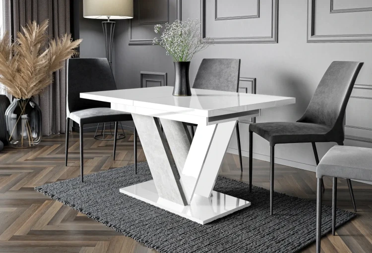 Stół rozkładany Eterna 120-160 cm prostokątny nowoczesny do jadalni salonu white gloss stone