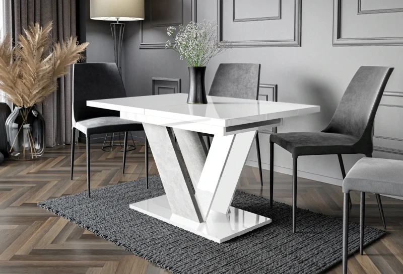 Stół rozkładany Eterna 120-160 cm prostokątny nowoczesny do jadalni salonu white gloss stone