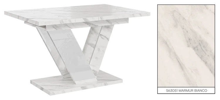 Stół rozkładany Eterna 120-160 cm prostokątny nowoczesny do jadalni salonu bianco marble white