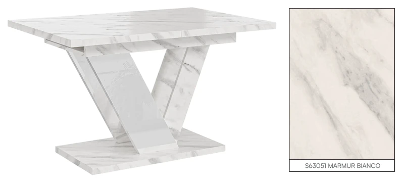 Stół rozkładany Eterna 120-160 cm prostokątny nowoczesny do jadalni salonu bianco marble white