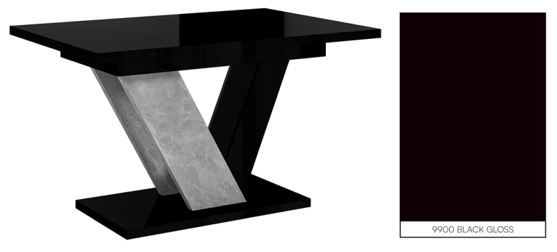 Stół rozkładany Eterna 120-160 cm prostokątny nowoczesny do jadalni salonu black gloss stone
