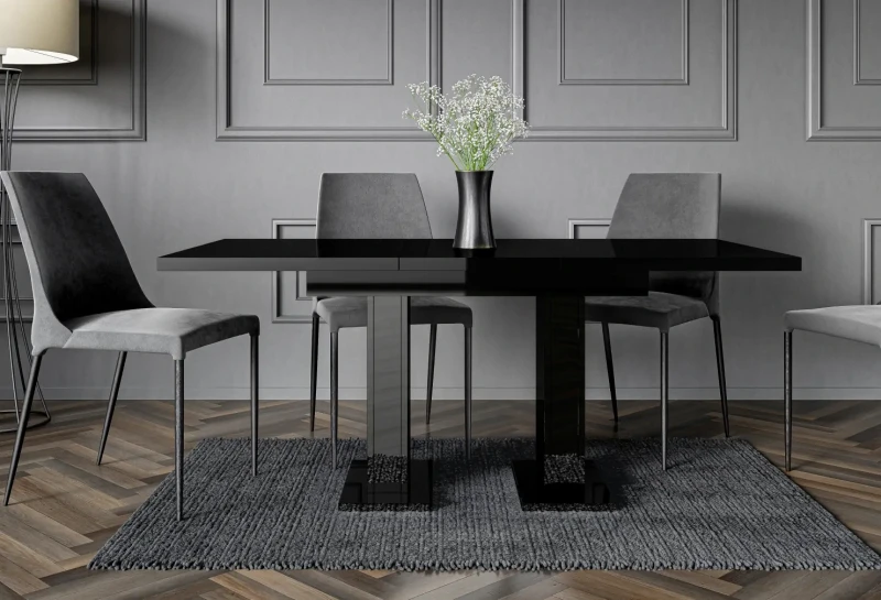 Stół rozkładany Base 120-160 cm prostokątny nowoczesny do jadalni salonu black gloss