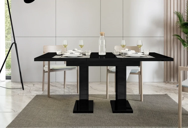 Stół rozkładany Base 120-160 cm prostokątny nowoczesny do jadalni salonu black gloss