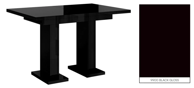 Stół rozkładany Base 120-160 cm prostokątny nowoczesny do jadalni salonu black gloss