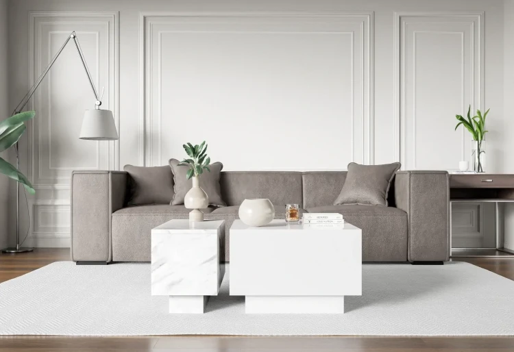 Stolik kawowy Forma 30x60 cm ława z otwieranym blatem do salonu bianco marble