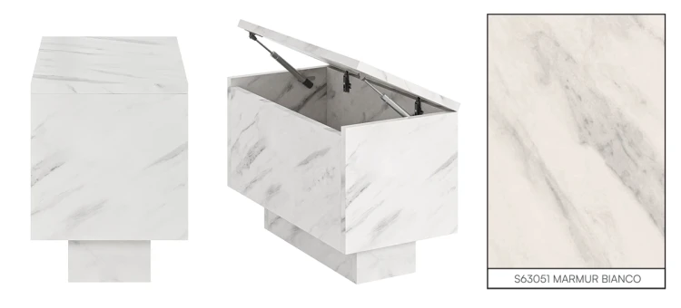 Stolik kawowy Forma 30x60 cm ława z otwieranym blatem do salonu bianco marble