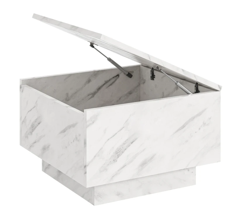 Stolik kawowy Forma 60x60 cm ława z otwieranym blatem do salonu bianco marble