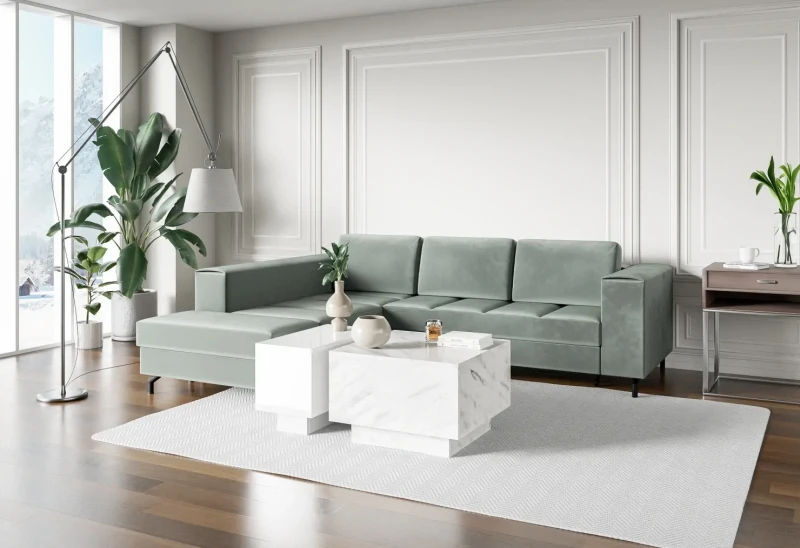 Stolik kawowy Forma 60x60 cm ława z otwieranym blatem do salonu bianco marble