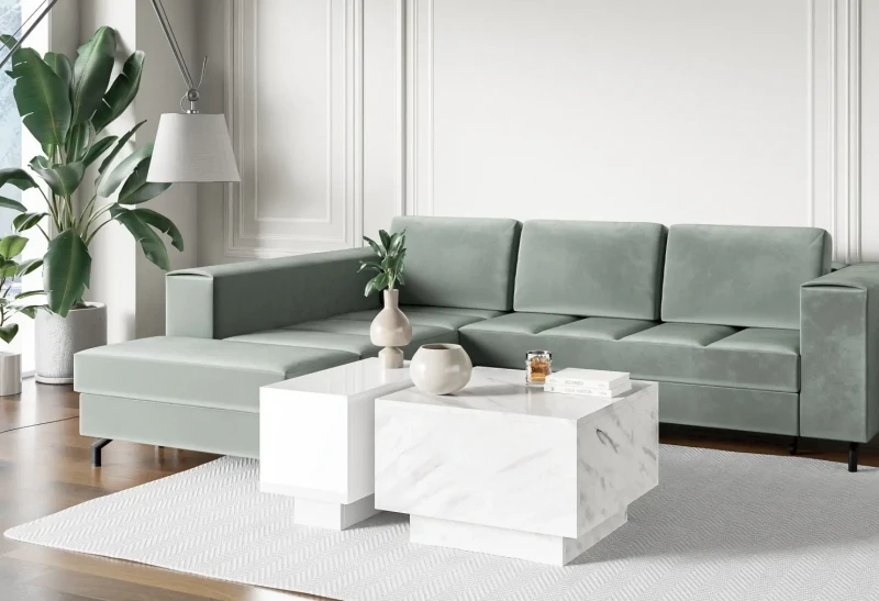 Stolik kawowy Forma 60x60 cm ława z otwieranym blatem do salonu bianco marble