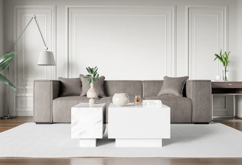 Stolik kawowy Forma 60x60 cm ława z otwieranym blatem do salonu white gloss