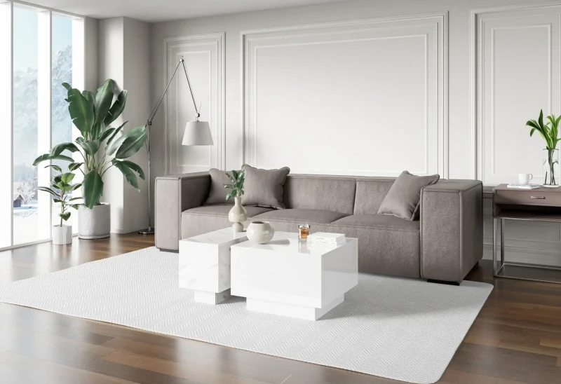 Stolik kawowy Forma 60x60 cm ława z otwieranym blatem do salonu white gloss