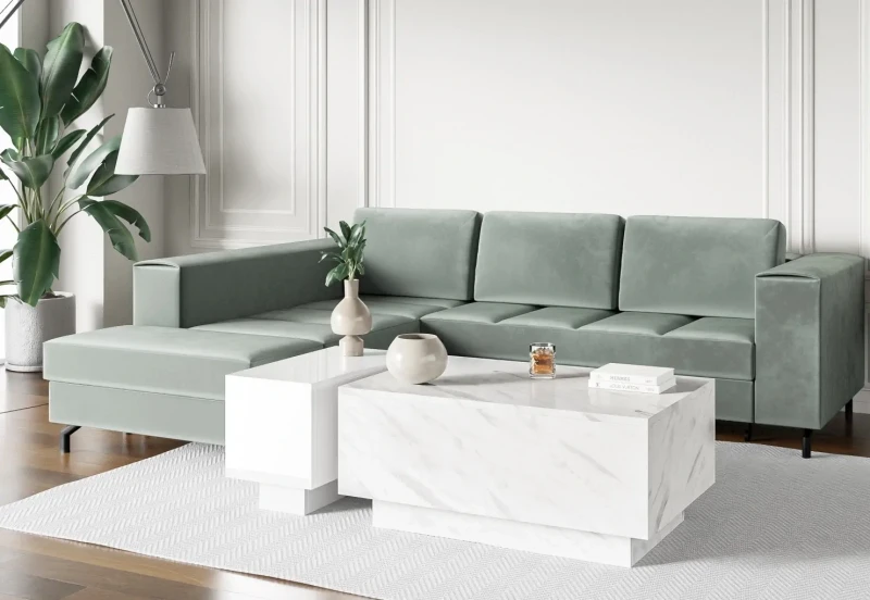 Stolik kawowy Forma 90x60 cm ława z otwieranym blatem do salonu bianco