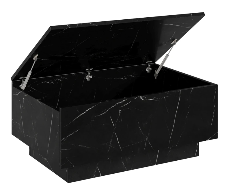 Stolik kawowy Forma 90x60 cm ława z otwieranym blatem do salonu marmur black royal