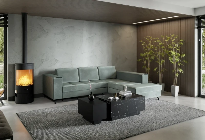 Stolik kawowy Forma 90x60 cm ława z otwieranym blatem do salonu marmur black royal