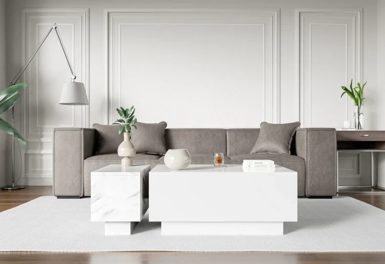 Stolik kawowy Forma 90x60 cm ława z otwieranym blatem do salonu white gloss