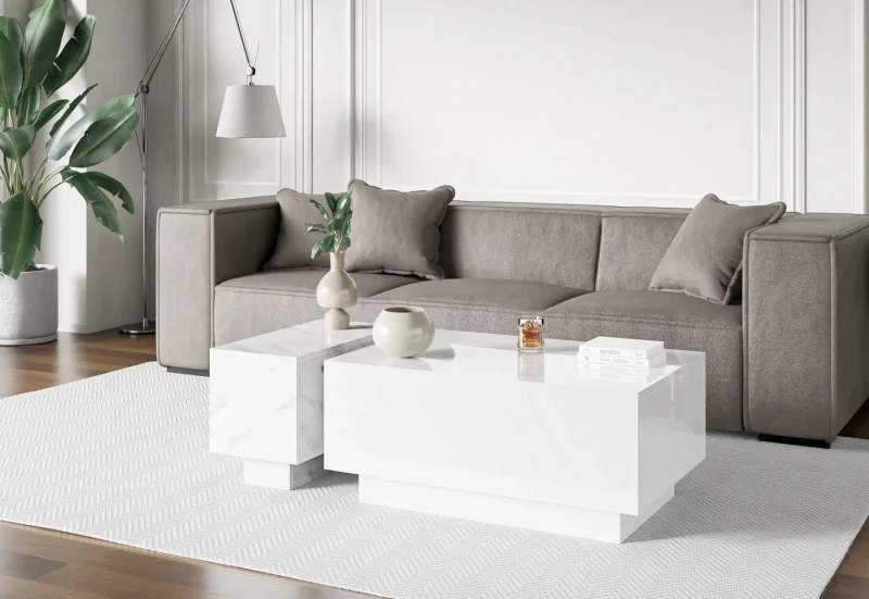 Stolik kawowy Forma 90x60 cm ława z otwieranym blatem do salonu white gloss