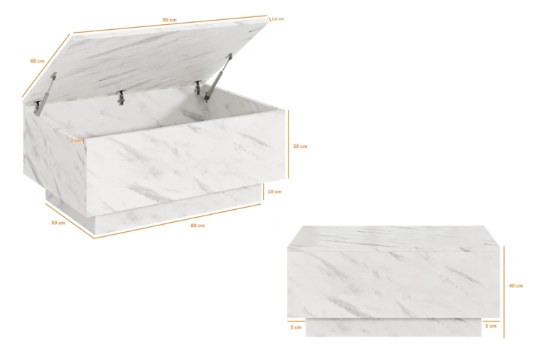 Stolik kawowy Forma 90x60 cm ława z otwieranym blatem do salonu - wymiary