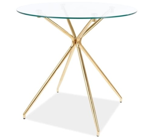 Stół Azalia transparentny/złoty 80 cm