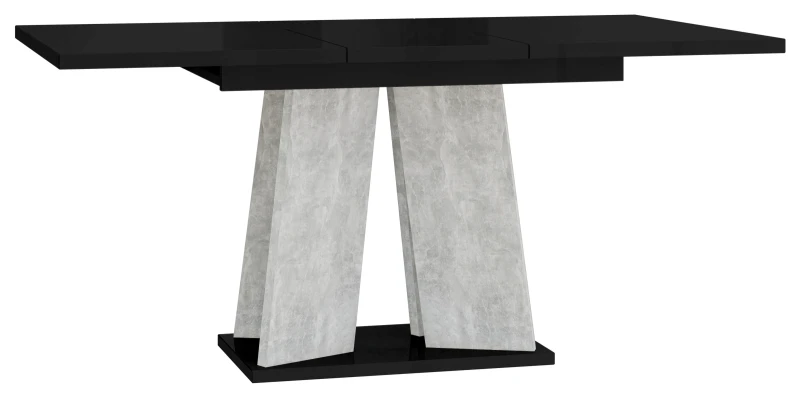 Stół rozkładany Takto 120-160 cm prostokątny nowoczesny do jadalni salonu black gloss/stone