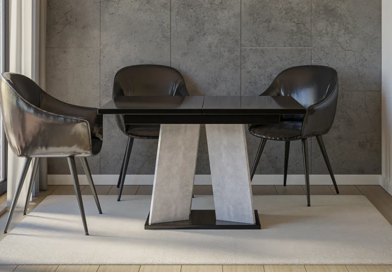 Stół rozkładany Takto 120-160 cm prostokątny nowoczesny do jadalni salonu black gloss/stone